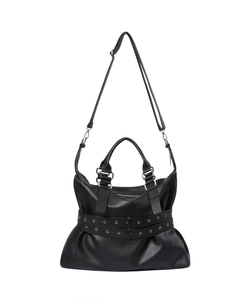 MUCENT（ムセント）の「コルフロントダブルベルトレザートートバッグ 男女共用（トートバッグ・レディース・ブラック・FREE）」の4枚目の写真