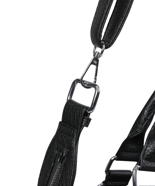 MUCENT（ムセント）の「コルフロントダブルベルトレザートートバッグ 男女共用（トートバッグ・レディース・ブラック・FREE）」の2枚目の写真