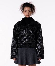 MAKE A TOAST（メイクアトースト）の「ハイネックグロッシーエンブロイダリーパディングトップ MBCFTO008BK（ダウンベスト）」