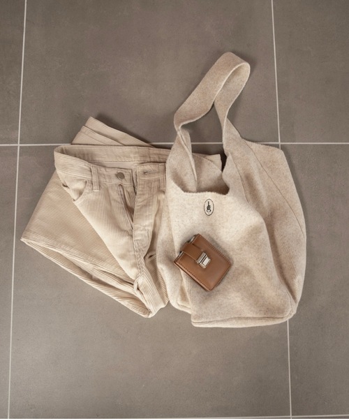 lawgy（ラウジー）の「embroidery logo one handle knit bag / エンブロイダリーロゴワンハンドルニットバッグ（トートバッグ・レディース・ダークブラウン/ミックスグレー/オートミール・FREE）」の10枚目の写真