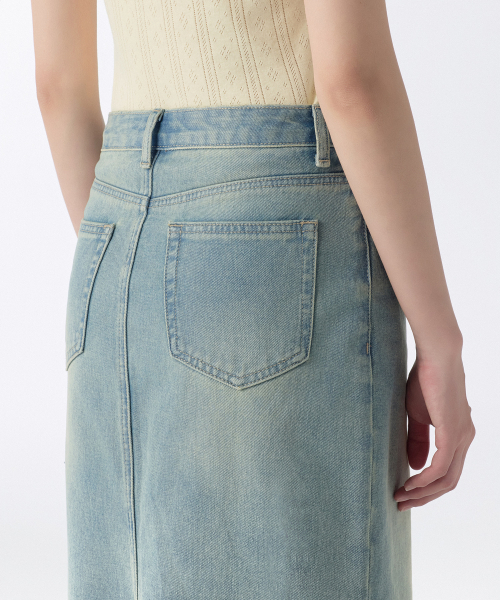 MUSINSA STANDARD WOMAN（ムシンサスタンダードウーマン）の「ウィメンズデニムミディスカート[イエロースカイブルー]（スカート・レディース・その他・LARGE/MEDIUM/SMALL/X-SMALL）」の6枚目の写真