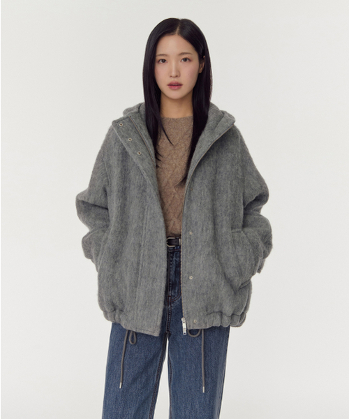 セール】ウィメンズアルパカブレンドフードパーカーショートコート