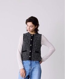 Marilyn Moon（マリリンムーン）の「tweed knit fringe vest（ベスト）」