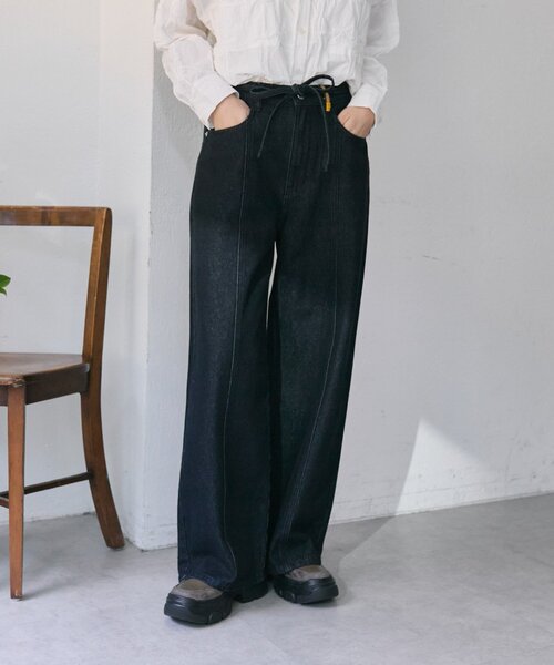 ear PAPILLONNER（イアパピヨネ）の「ポケット刺繍デニム【SUM1 STYLE】（デニムパンツ・レディース・ブルー系その他/インディゴブルー・FREE）」の3枚目の写真