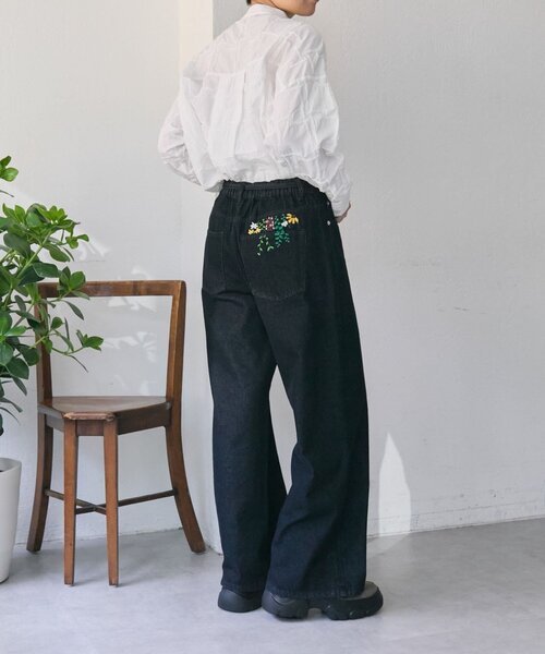 ear PAPILLONNER（イアパピヨネ）の「ポケット刺繍デニム【SUM1 STYLE】（デニムパンツ・レディース・ブルー系その他/インディゴブルー・FREE）」の8枚目の写真