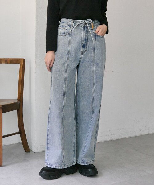 ear PAPILLONNER（イアパピヨネ）の「ポケット刺繍デニム【SUM1 STYLE】（デニムパンツ・レディース・ブルー系その他/インディゴブルー・FREE）」の12枚目の写真