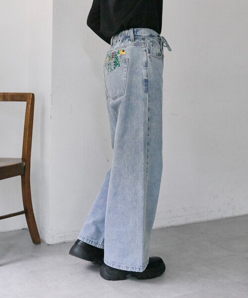 ear PAPILLONNER（イアパピヨネ）の「ポケット刺繍デニム【SUM1 STYLE】（デニムパンツ・レディース・ブルー系その他/インディゴブルー・FREE）」の13枚目の写真