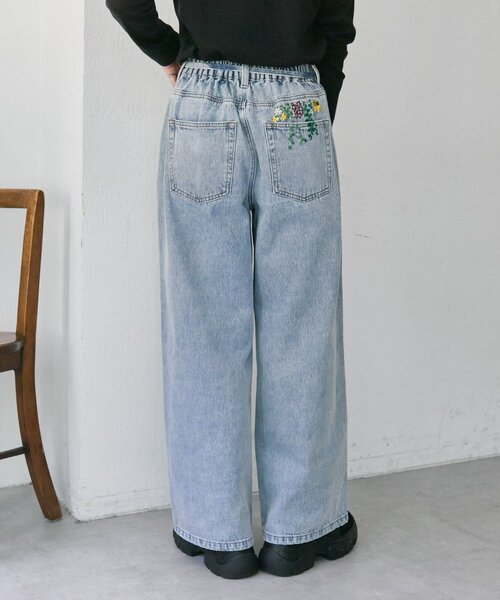 ear PAPILLONNER（イアパピヨネ）の「ポケット刺繍デニム【SUM1 STYLE】（デニムパンツ・レディース・ブルー系その他/インディゴブルー・FREE）」の14枚目の写真