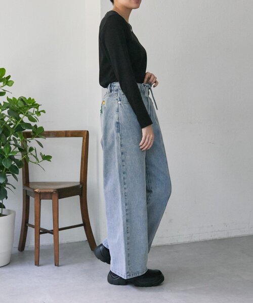 ear PAPILLONNER（イアパピヨネ）の「ポケット刺繍デニム【SUM1 STYLE】（デニムパンツ・レディース・ブルー系その他/インディゴブルー・FREE）」の18枚目の写真