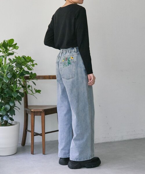 ear PAPILLONNER（イアパピヨネ）の「ポケット刺繍デニム【SUM1 STYLE】（デニムパンツ・レディース・ブルー系その他/インディゴブルー・FREE）」の19枚目の写真