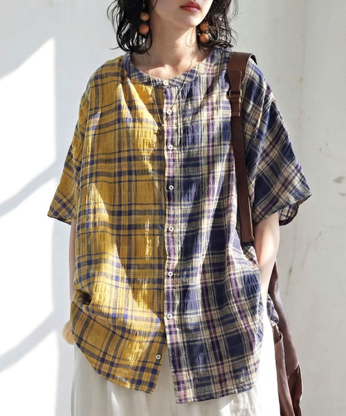 antiqua(アンティカ)の「チェック柄 シャツ(シャツ/ブラウス・レディース・ブラックミックス/マルチ・ONESIZE)」の2枚目の写真