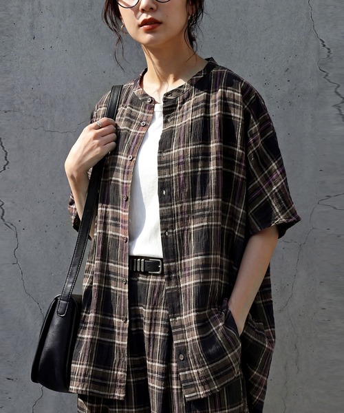 antiqua(アンティカ)の「チェック柄 シャツ(シャツ/ブラウス・レディース・ブラックミックス/マルチ・ONESIZE)」の1枚目の写真