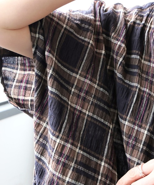 antiqua(アンティカ)の「チェック柄 シャツ(シャツ/ブラウス・レディース・ブラックミックス/マルチ・ONESIZE)」の6枚目の写真
