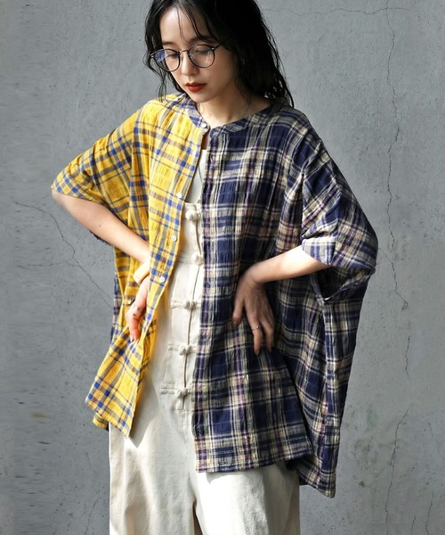 antiqua(アンティカ)の「チェック柄 シャツ(シャツ/ブラウス・レディース・ブラックミックス/マルチ・ONESIZE)」の8枚目の写真