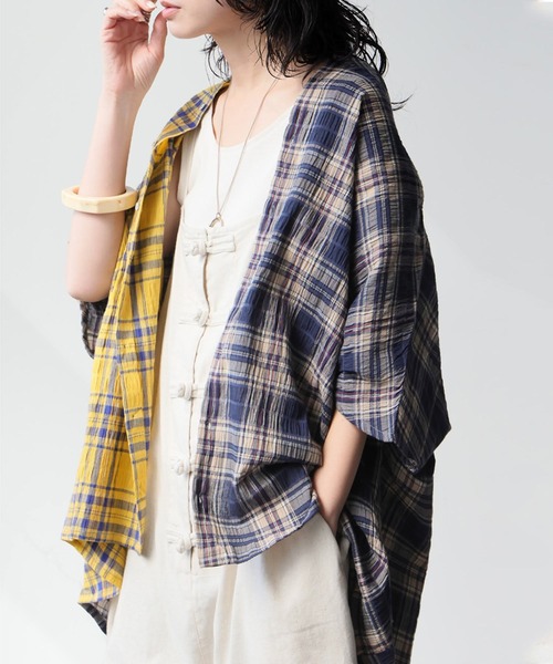 antiqua(アンティカ)の「チェック柄 シャツ(シャツ/ブラウス・レディース・ブラックミックス/マルチ・ONESIZE)」の10枚目の写真