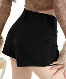ヴィンテージコーデュロイハイウエストシンプルカジュアルショートパンツ
