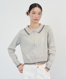 Line Collar Zip Knit Cardigan / ラインカラージップニットカーディガン