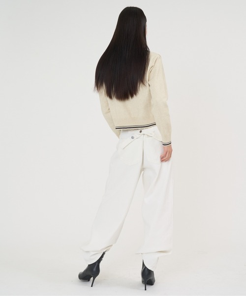 NUJOH(ヌゾ)の「Line Collar Zip Knit Cardigan / ラインカラージップニットカーディガン(Tシャツ/カットソー・レディース・ベージュ/グレー/ネイビー・FREE)」の15枚目の写真