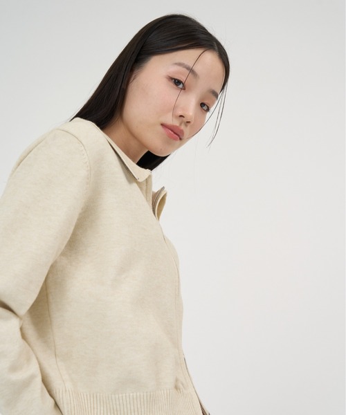 NUJOH(ヌゾ)の「Line Collar Zip Knit Cardigan / ラインカラージップニットカーディガン(Tシャツ/カットソー・レディース・ベージュ/グレー/ネイビー・FREE)」の8枚目の写真