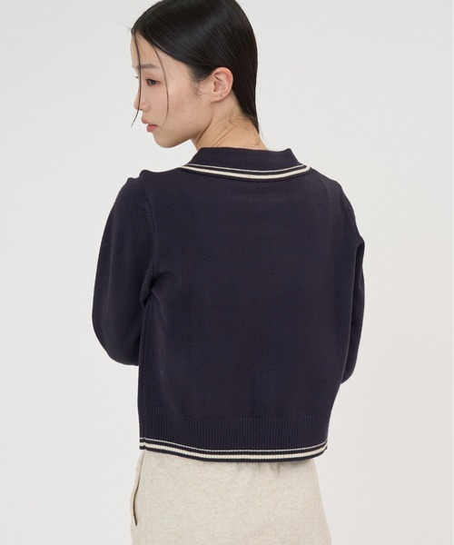 NUJOH(ヌゾ)の「Line Collar Zip Knit Cardigan / ラインカラージップニットカーディガン(Tシャツ/カットソー・レディース・ベージュ/グレー/ネイビー・FREE)」の18枚目の写真
