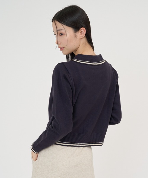 NUJOH(ヌゾ)の「Line Collar Zip Knit Cardigan / ラインカラージップニットカーディガン(Tシャツ/カットソー・レディース・ベージュ/グレー/ネイビー・FREE)」の19枚目の写真