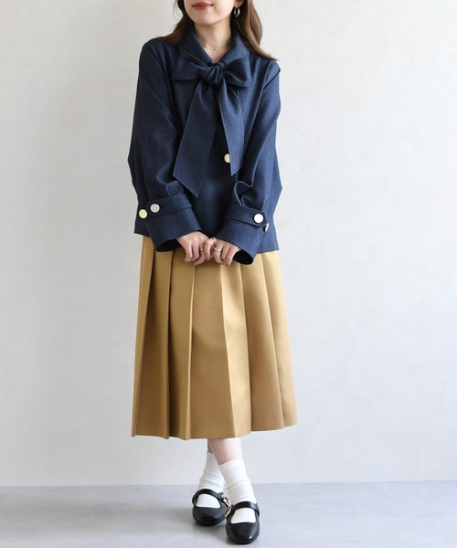 31 Sons de mode（トランテアン　ソン　ドゥ　モード）の「2026春夏新作 リボンタイ付きブルゾン（ブルゾン・レディース・ベージュ/インディゴブルー・ﾌﾘ-）」の17枚目の写真