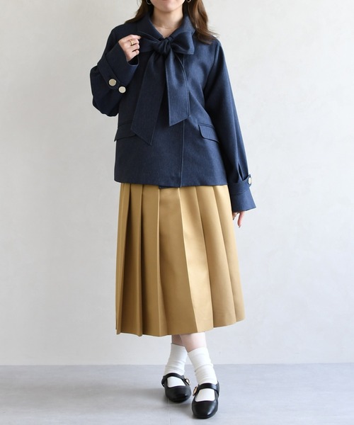 31 Sons de mode（トランテアン　ソン　ドゥ　モード）の「2026春夏新作 リボンタイ付きブルゾン（ブルゾン・レディース・ベージュ/インディゴブルー・ﾌﾘ-）」の18枚目の写真