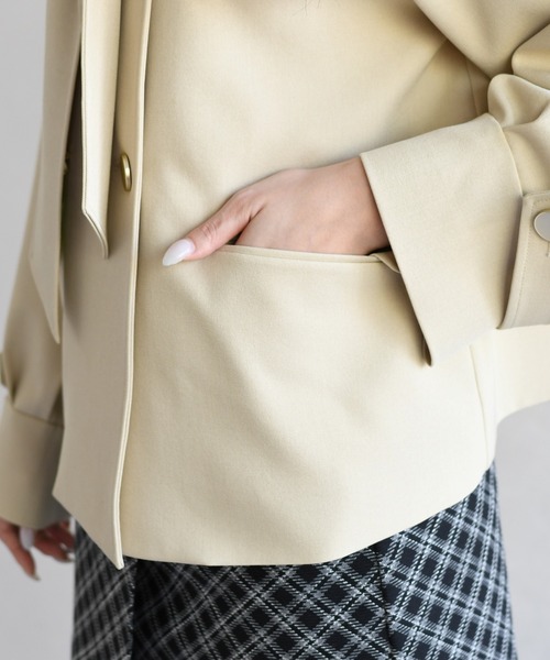 31 Sons de mode（トランテアン　ソン　ドゥ　モード）の「2026春夏新作 リボンタイ付きブルゾン（ブルゾン・レディース・ベージュ/インディゴブルー・ﾌﾘ-）」の12枚目の写真