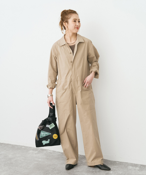 Spick & Span（スピックアンドスパン）の「コットンボイラースーツ（つなぎ/オールインワン・レディース・ピンク/ベージュ・FREE）」の17枚目の写真