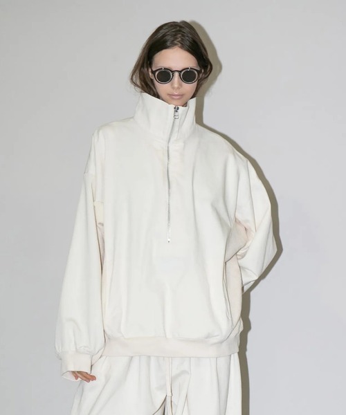 my beautiful landlet(マイビューティフルランドレット)の「【my beautiful landlet】COTTON & POLYESTER × SWEAT HALF ZIP(その他トップス・メンズ・ブラック/グリーン/キナリ・1/0)」の2枚目の写真