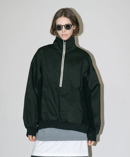 my beautiful landlet(マイビューティフルランドレット)の「【my beautiful landlet】COTTON & POLYESTER × SWEAT HALF ZIP(その他トップス・メンズ・ブラック/グリーン/キナリ・1/0)」の3枚目の写真