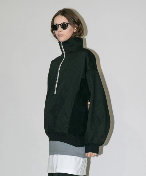 my beautiful landlet(マイビューティフルランドレット)の「【my beautiful landlet】COTTON & POLYESTER × SWEAT HALF ZIP(その他トップス・メンズ・ブラック/グリーン/キナリ・1/0)」の11枚目の写真