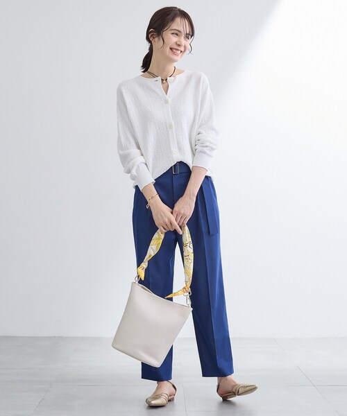 INDIVI（インディヴィ）の「【前後2WAY／洗える】凹凸編地カーディガンニット（カーディガン/ボレロ・レディース・オフホワイト/ブラック・38/13/05）」の11枚目の写真