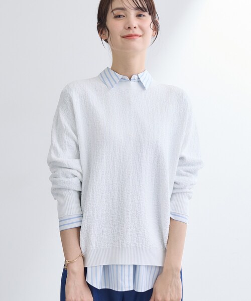 INDIVI（インディヴィ）の「【前後2WAY／洗える】凹凸編地カーディガンニット（カーディガン/ボレロ・レディース・オフホワイト/ブラック・38/13/05）」の12枚目の写真