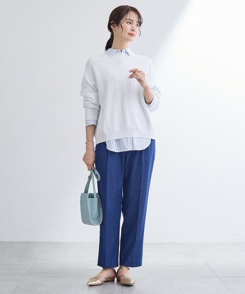 INDIVI（インディヴィ）の「【前後2WAY／洗える】凹凸編地カーディガンニット（カーディガン/ボレロ・レディース・オフホワイト/ブラック・38/13/05）」の14枚目の写真