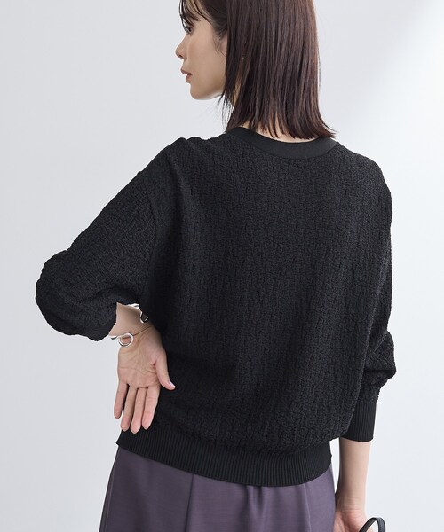 INDIVI（インディヴィ）の「【前後2WAY／洗える】凹凸編地カーディガンニット（カーディガン/ボレロ・レディース・オフホワイト/ブラック・38/13/05）」の17枚目の写真