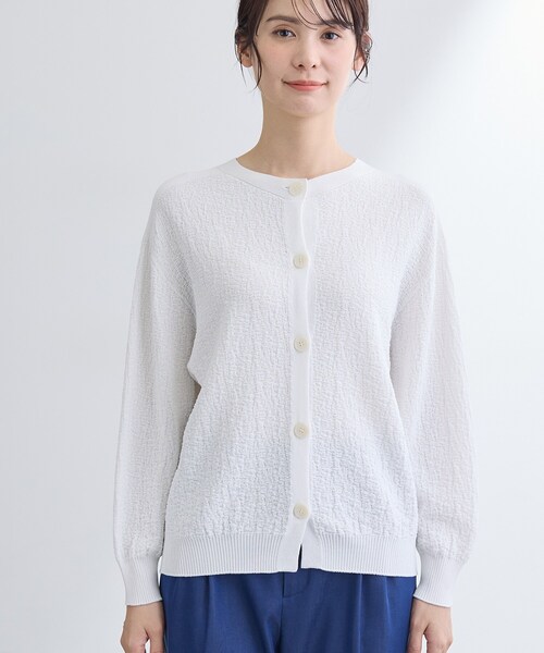 INDIVI（インディヴィ）の「【前後2WAY／洗える】凹凸編地カーディガンニット（カーディガン/ボレロ・レディース・オフホワイト/ブラック・38/13/05）」の22枚目の写真