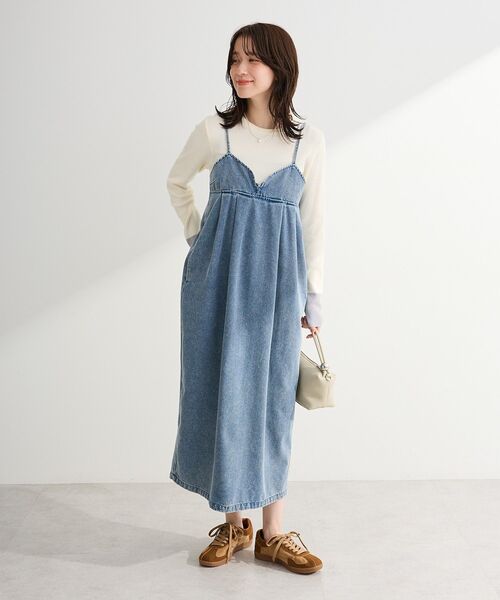 Green　Parks（グリーンパークス）の「デニムキャミワンピース（ワンピース・レディース・インディゴブルー/ブラック・FREE）」の7枚目の写真