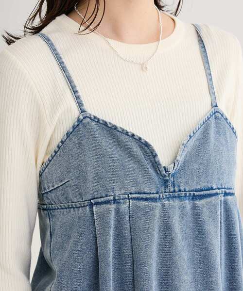 Green　Parks（グリーンパークス）の「デニムキャミワンピース（ワンピース・レディース・インディゴブルー/ブラック・FREE）」の10枚目の写真