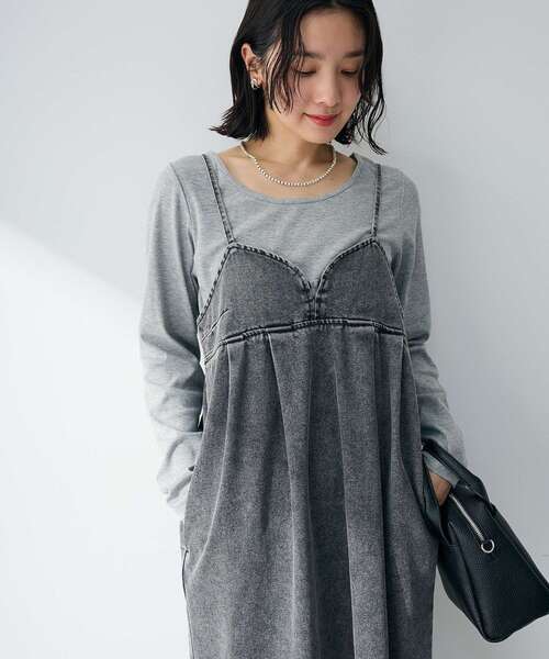 Green　Parks（グリーンパークス）の「デニムキャミワンピース（ワンピース・レディース・インディゴブルー/ブラック・FREE）」の19枚目の写真