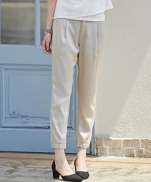 green label relaxing（グリーンレーベルリラクシング）の「◆CF LYチノ ドロストパンツ② ◆（チノパンツ・レディース・ベージュ/オリーブ/ネイビー/クリーム/ダークグリーン/ブラック/ライトグレー/ピンク/その他1/その他2/その他3/その他4・36/34/40/42/44/38）」の4枚目の写真