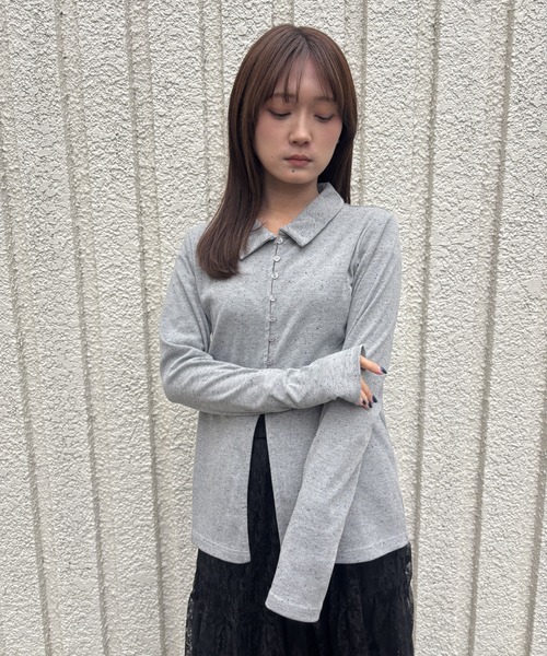 merrylatte(メリーラテ)の「NEP RIB CARDIGAN【IROHANI】(カーディガン/ボレロ・レディース・グレー・FREE)」の6枚目の写真