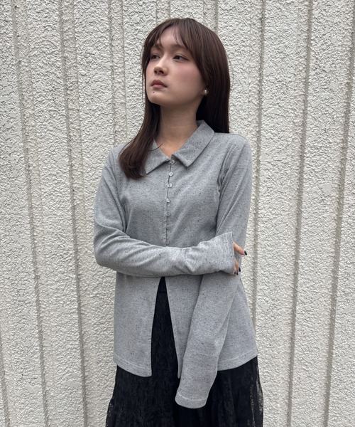 merrylatte(メリーラテ)の「NEP RIB CARDIGAN【IROHANI】(カーディガン/ボレロ・レディース・グレー・FREE)」の7枚目の写真