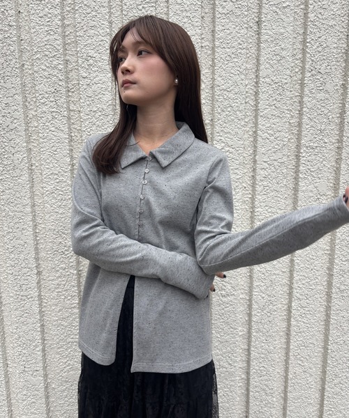 merrylatte(メリーラテ)の「NEP RIB CARDIGAN【IROHANI】(カーディガン/ボレロ・レディース・グレー・FREE)」の8枚目の写真