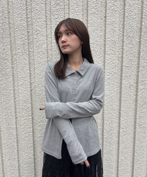 merrylatte(メリーラテ)の「NEP RIB CARDIGAN【IROHANI】(カーディガン/ボレロ・レディース・グレー・FREE)」の9枚目の写真