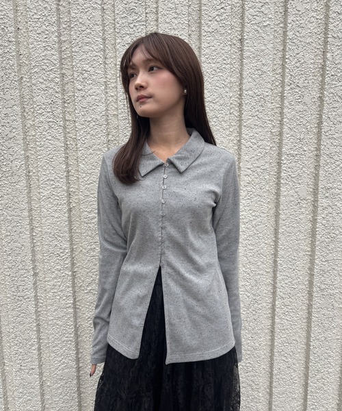merrylatte(メリーラテ)の「NEP RIB CARDIGAN【IROHANI】(カーディガン/ボレロ・レディース・グレー・FREE)」の10枚目の写真
