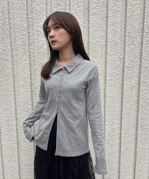merrylatte(メリーラテ)の「NEP RIB CARDIGAN【IROHANI】(カーディガン/ボレロ・レディース・グレー・FREE)」の11枚目の写真
