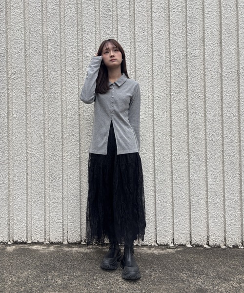 merrylatte(メリーラテ)の「NEP RIB CARDIGAN【IROHANI】(カーディガン/ボレロ・レディース・グレー・FREE)」の17枚目の写真