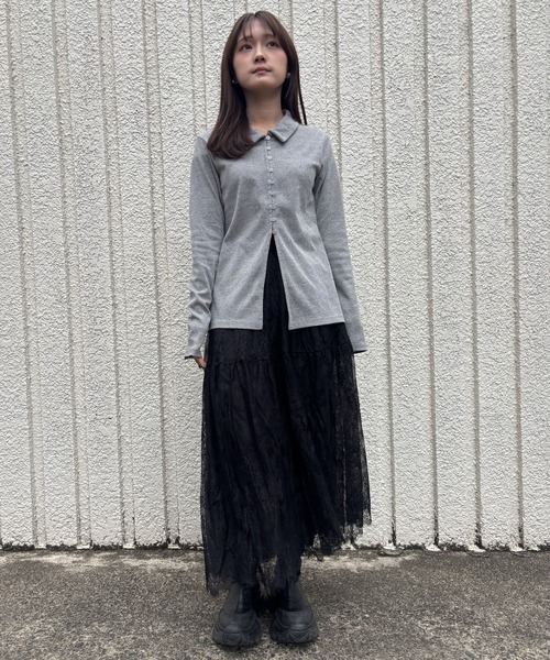 merrylatte(メリーラテ)の「NEP RIB CARDIGAN【IROHANI】(カーディガン/ボレロ・レディース・グレー・FREE)」の18枚目の写真