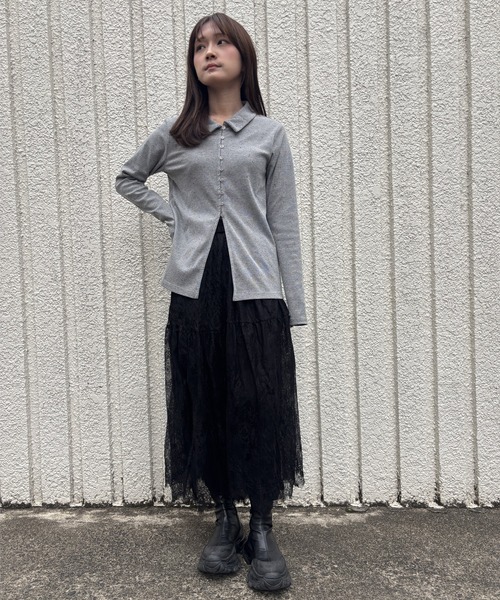 merrylatte(メリーラテ)の「NEP RIB CARDIGAN【IROHANI】(カーディガン/ボレロ・レディース・グレー・FREE)」の19枚目の写真